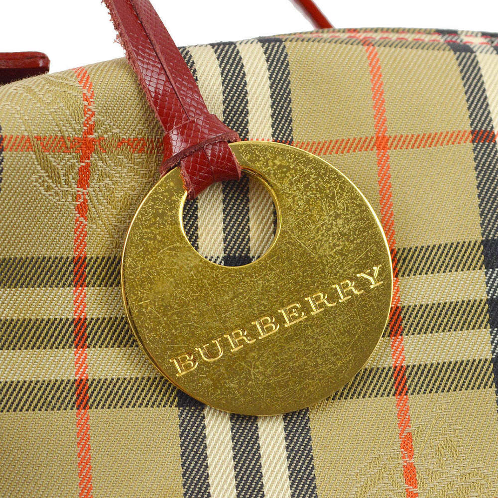BURBERRY Red Beige House Check Handbag 172316 - Picture 7 of 10